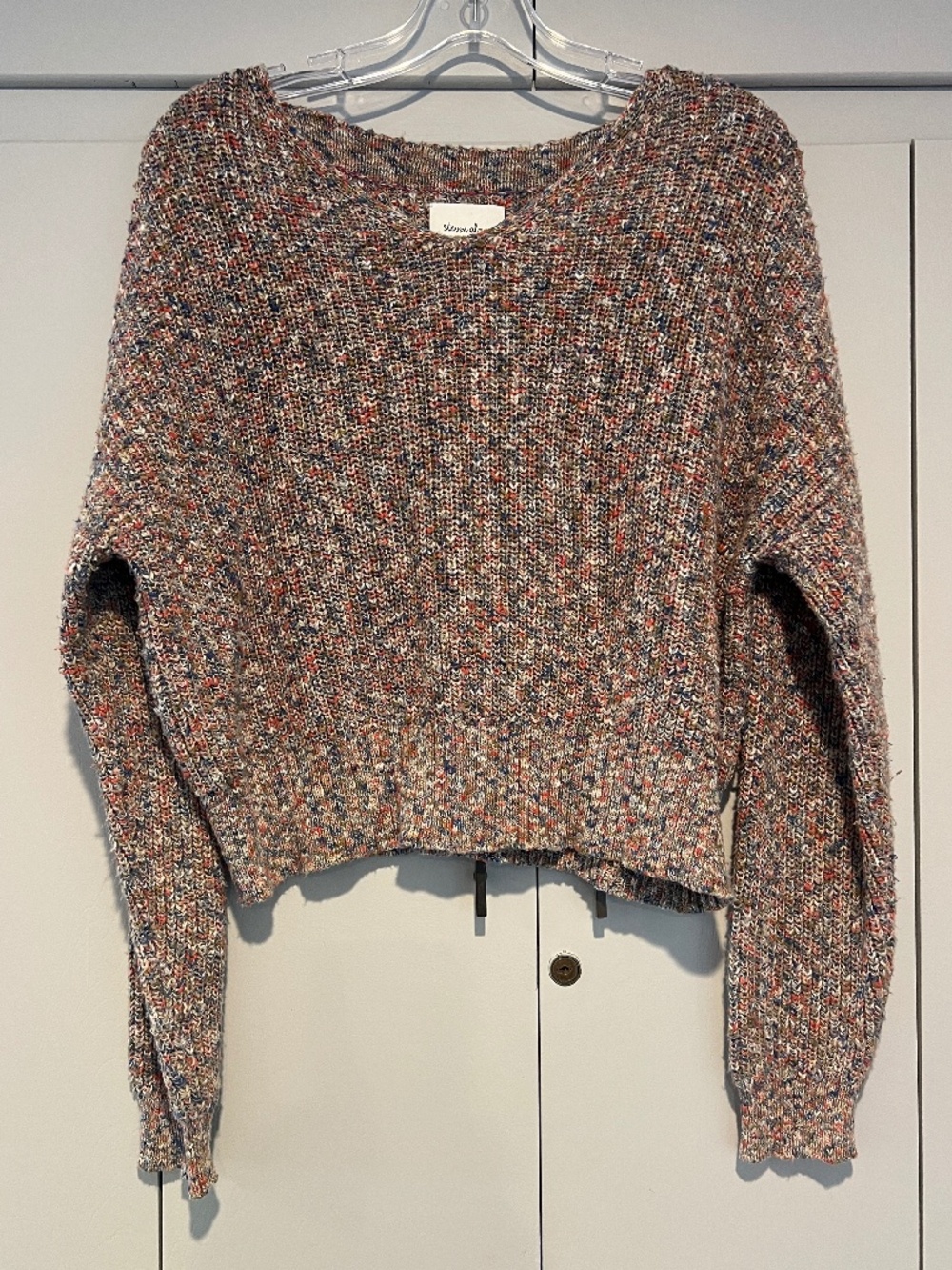 Steven Alan Multicolor Confetti Knit Cropped V-Neck Sweater